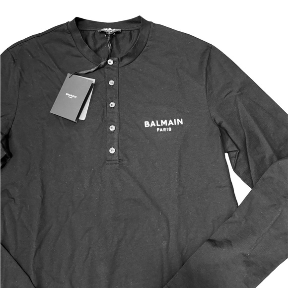 BALMAIN***Embroidered Logo Long-Sleeve Black Men’s T-Shirt***Med. $629 - Picture 2 of 5